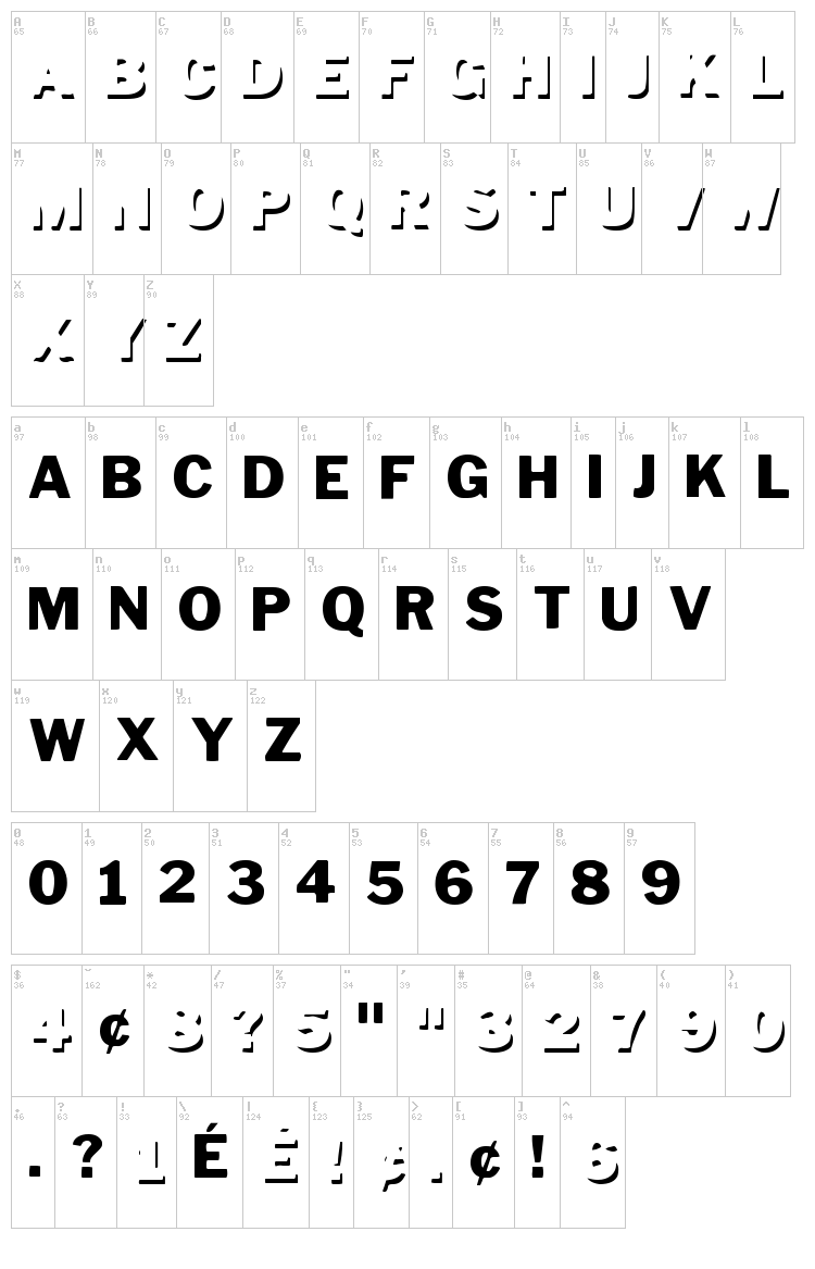 Down Town Auto font map